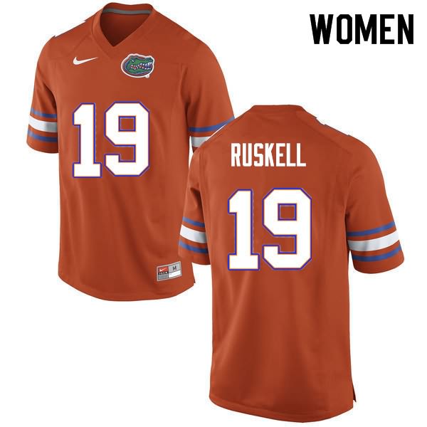 NCAA Florida Gators Jack Ruskell Women's #19 Nike Orange Stitched Authentic College Football Jersey UOD1864NE